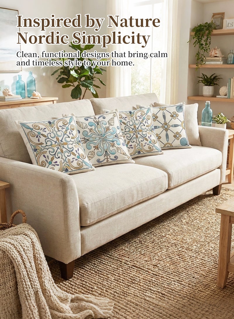 INFOSUN Set of four cushion covers, sofa cushion covers, throw cushion covers, ethnic geometric throw cushion covers, sofa pillow covers  45cm x 45cm, living room sofa bed pillow covers 18x18 inches - Image 2